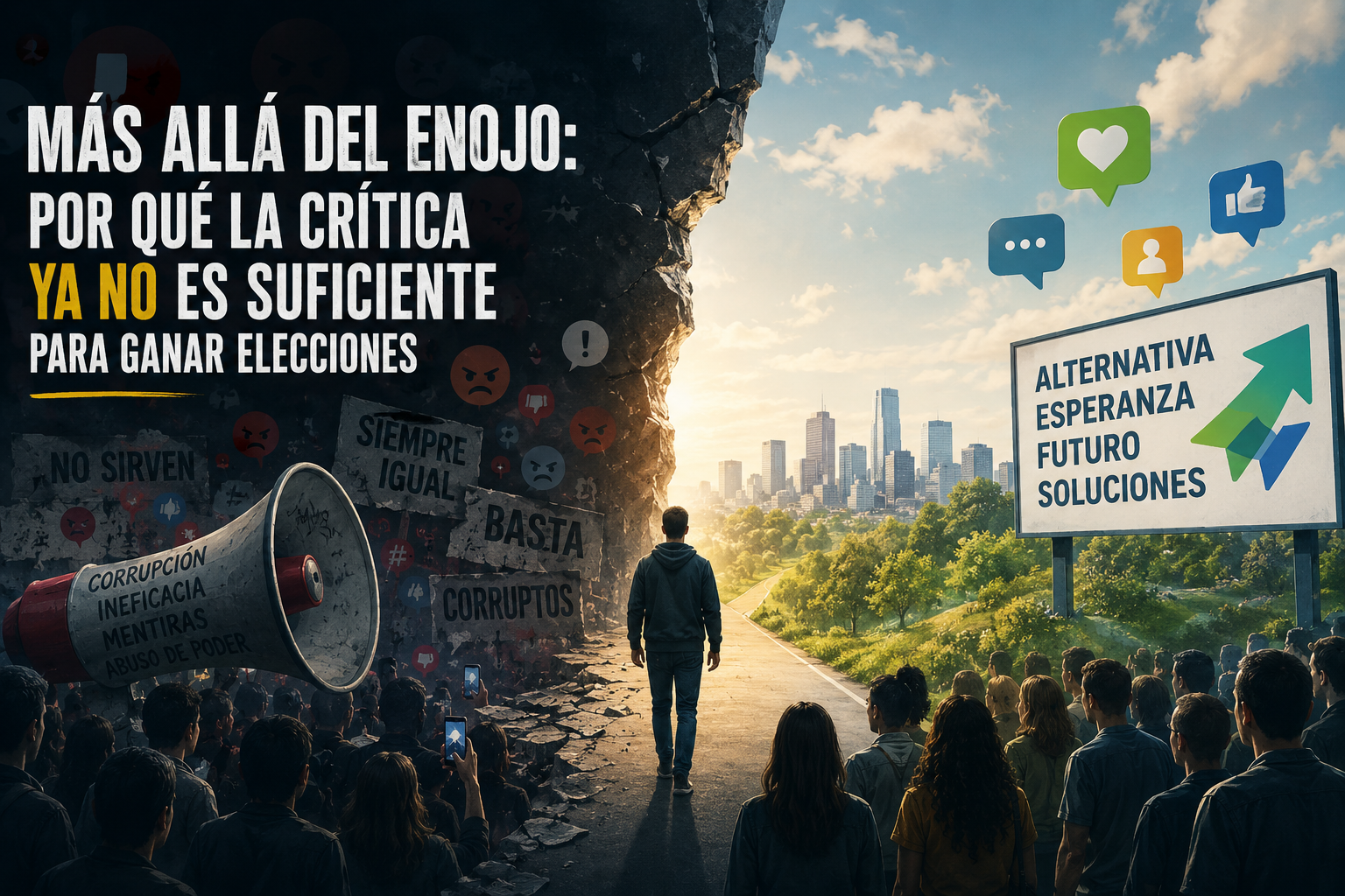 Pantalla con gráficas de análisis de sentimiento en redes sociales sobre partidos políticos